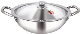 Dhara Stainless Steel Triply  Kadai 2000 with  Lid  20CM