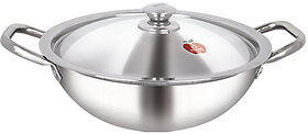 Dhara Stainless Steel Triply 3000 Kadai 24 CM with Stainless Steel Lid