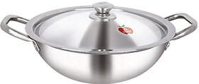 Dhara Stainless Steel Triply  Kadai 3500 with Stainless Steel Lid 26 CM
