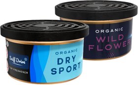 Sniff Drive Organic Air Freshener, car perfume to freshen up your car  Pack of (Dry Sport  Wild Flower)