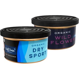 Sniff Drive Organic Air Freshener, car perfume to freshen up your car  Pack of (Dry Sport  Wild Flower)