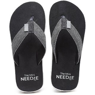 The Mini Needle Men Comfortable Indoor Outdoor Fashionable Black Flip Flops