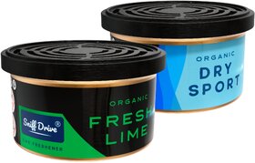 Sniff Drive Organic Air Freshener, car perfume to freshen'up your car, Pack of (Fresh Lime and Dry Sport)