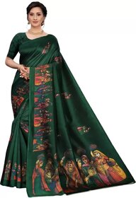 SVB Sarees Womens Dark Green Colour Khadi Silk Saree With Blouse
