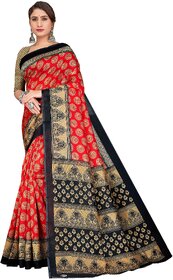 SVB Sarees Womens Orange Colour Art Silk Saree With Blouse