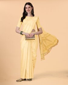SVB Sarees Womens Yellow Colour Embellished Cotton Saree