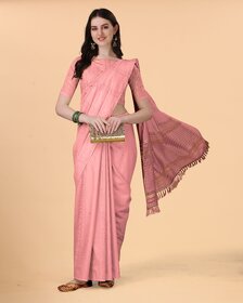 SVB Sarees Womens Peach Colour Embellished Cotton Saree
