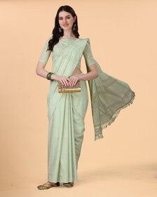 SVB Sarees Womens Pista Green Colour Embellished Cotton Saree