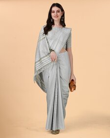 SVB Sarees Womens Silver Colour Embellished Cotton Saree