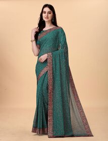 SVB Sarees Womens Green Colour Embellished Bandhani Saree