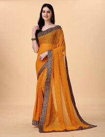 SVB Sarees Womens Yellow Colour Embellished Bandhani Saree