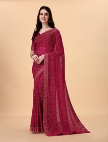 SVB Sarees Womens Pink Colour Embellished Bandhani Saree