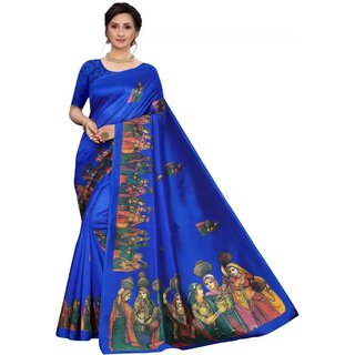 SVB Sarees Womens Blue Colour Khadi Silk Saree With Blouse