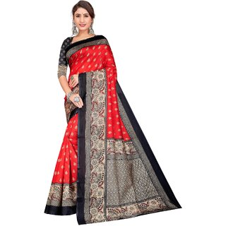 SVB Sarees Womens Red Colour Art Silk Saree With Blouse