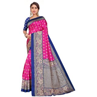 SVB Sarees Womens Pink Colour Art Silk Saree With Blouse