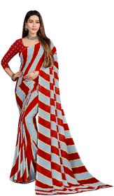 SVB Sarees Womens Red Colour Polka Dotprinted Saree With Blouse Piece