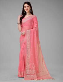 SVB Sarees Womens Pink And Silver Tonned Pure Silk Saree
