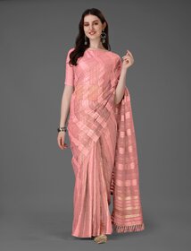 SVB Sarees Womens Peach Colour Cotton Embroidried Work Saree With Blouse Piece