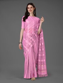 SVB Sarees Womens Pink Colour Cotton Embroidried Work Saree With Blouse Piece