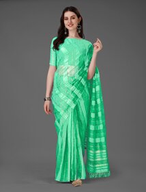 SVB Sarees Womens Green Colour Cotton Embroidried Work Saree With Blouse Piece