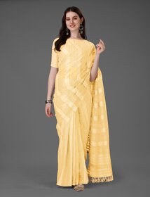 SVB Sarees Womens Yellow Colour Cotton Embroidried Work Saree With Blouse Piece