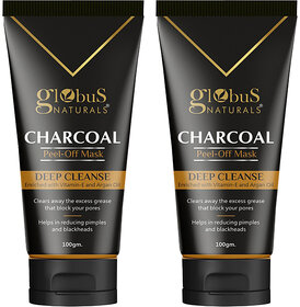Globus Naturals Charcoal Peel Off Mask 100 gms, Set of 2
