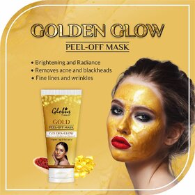 Globus Naturals Gold Brightening Peel Off Mask Removes Acne Blackheads Instant Glow Anti Aging For Women 100 gm