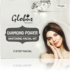 Globus Skin Lightening Whitening Diamond Facial Kit For Skin Tightening and Ultra Glow |5 Step Radiant Glow Kit |Paraben Free | Salon Grade| For All Skin Types,