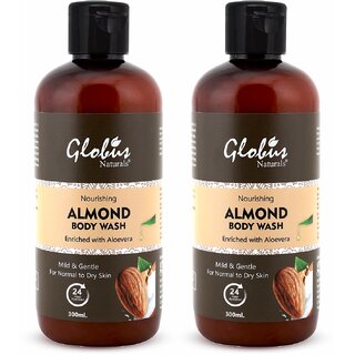 Globus Naturals Almond Body Wash, 300ml, Set of 2