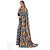 SVB Sarees Womens Black Colour Stripped Pure Georgette Flower Printed Saree With Blouse Piece
