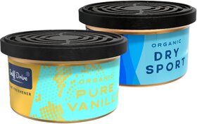 Sniff Drive Organic Air Freshener, car perfume to freshen up your car, Pack of (Pure Vanilla and Dry Sport)