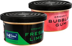 Sniff Drive Organic Air Freshener, car perfume to freshen'up your car, Pack of (Fresh Lime and Bubble Gum)