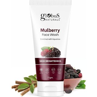 Globus Naturals Mulberry Fairness Face Wash For Even Skin Tone, Deep Cleansing Moisturizing & Nourishing, Natural & Ayurvedic Formula, Chemical Free, Cruelty Free, Suitable For All Skin Types, 75 gm