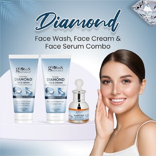 Globus Naturals Shine Boosting Diamond Face Care Combo - Face Wash, Face Cream & Face Serum