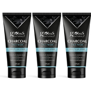 Globus Naturals Charcoal Face Wash 100 gm, Set of 3