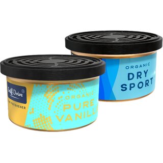 Sniff Drive Organic Air Freshener, car perfume to freshen up your car, Pack of (Pure Vanilla and Dry Sport)