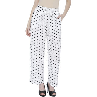 TNQ Women Rayon Dotted Trouser  Rayon Belted Palazzo  Women Summer Flared Palazzo