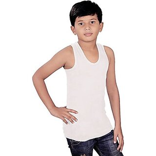 SUPERMOOD Vest For Boys Cotton (White, Pack of 5)