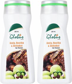 (Pack of 2) Globus Remedies Amla Reetha Shikakai Hair Shampoo - (2 x 200ml)