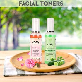 GLOBUS NATURALS Cucumber  Rose Water Facial Toner Combo  100  Naturals  Paraben Free 200 ml