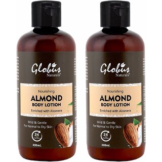 Globus Naturals Body Lotion Almond 300ml, Set of 2