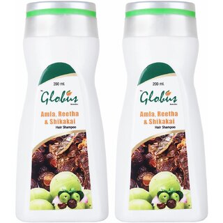 (Pack of 2) Globus Remedies Amla Reetha Shikakai Hair Shampoo - (2 x 200ml)