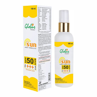Globus Naturals Sunscreen Lotion, Daily Sun Protect for Face & Body, SPF 50+++ Broad Spectrum UVA & UVB Protection, For Both Men & Women, Sun Block for All Skin Types, 100 gm