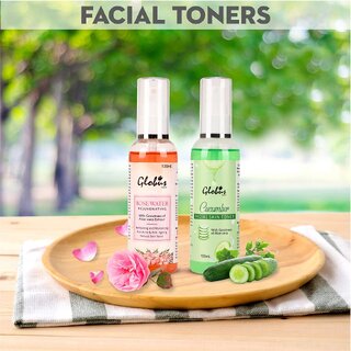 GLOBUS NATURALS Cucumber  Rose Water Facial Toner Combo  100  Naturals  Paraben Free 200 ml