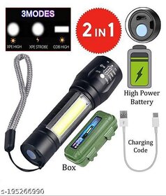 Mini Rechargeable Pocket Light Zoom COB USB Charging Led Water Proof DP Torch (Black, 9 cm, Rechargeable)Flash Lights