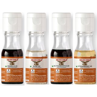 Golden Eagle Combo Of Essence Vanilla, Rose, Butterscotch, Strawberry Liquid Food Essence (80ml)