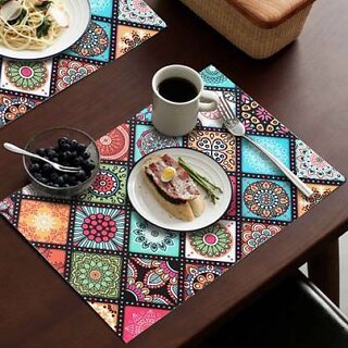Revexo Rectangular Pack Of 6 Table Placemat (Multicolor, Pvc)