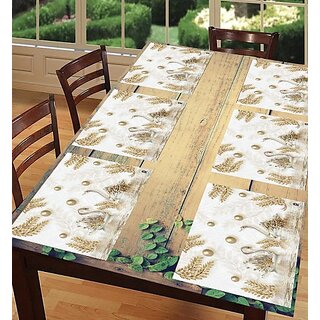 Revexo Rectangular Pack Of 6 Table Placemat (Gold, Pvc)