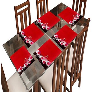 Revexo Rectangular Pack Of 6 Table Placemat (Pink, Pvc)