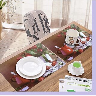 Revexo Rectangular Pack Of 6 Table Placemat (Maroon, Pvc)